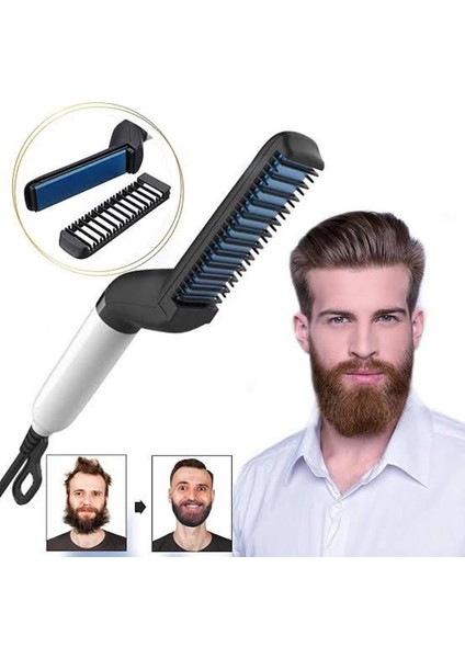 Erkekler Için Saç Düzleştirici Fırçası Düzleştirici Makinesi, Saç ve Sakal Tarak Makinesi Mini Elektrikli Saç Aracı Saç ve Sakal Düzleştirici (Yurt Dışından)