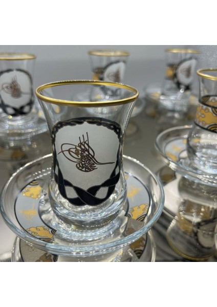 Desenli 6 Kişilik Çay Bardağı Seti