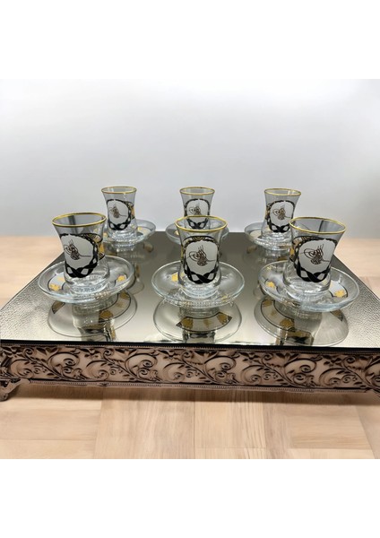Desenli 6 Kişilik Çay Bardağı Seti