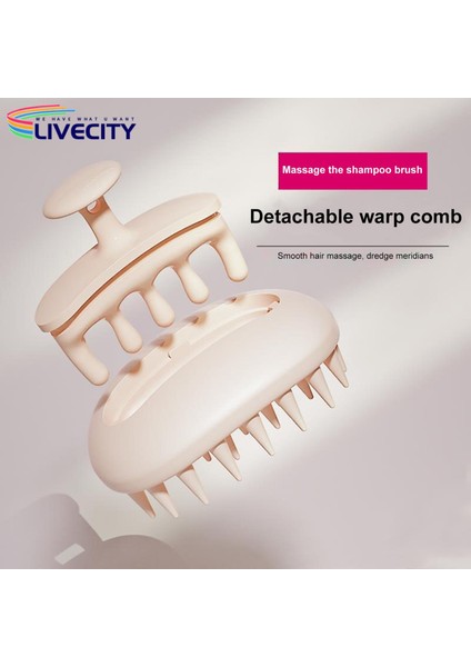 Şampuan Tarak Silikon Şampuan Fırçası Saç Derisi Masaj Tarak Saç Bakımı Için Akupunktur Noktası Stimülasyonu 2'si 1 Arada Tasarım Ayrılabilir Yuvarlak Meridyen Fırça (Yurt Dışından)