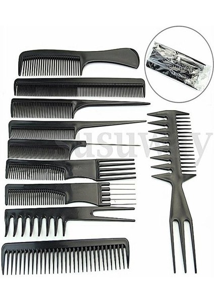 10 Parça Profesyonel Siyah Saç Şekillendirici Tarak Seti (Yurt Dışından) fiyatları