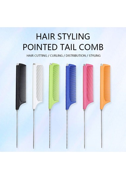 Çelik Iğne Tarak Geri Çekilebilir Tarak Ince Diş Saç Kıvırma Tarağı Renkli Kuaförlük Tarak Plaka Saç Tarağı Stilist Çelik Iğne Saç Toplama Tarağı (Yurt Dışından)