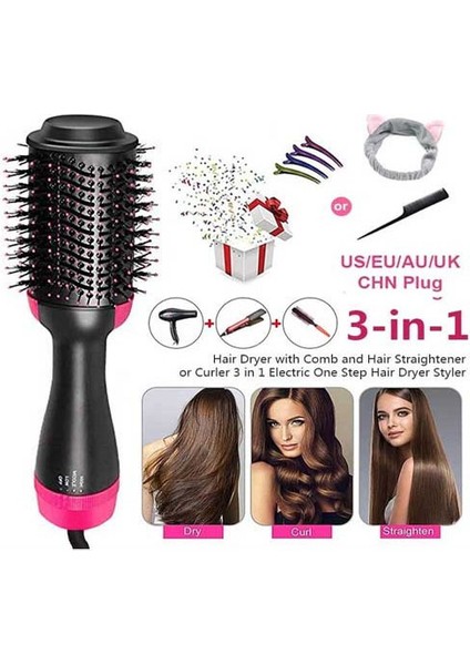 Bir Adım Saç Kurutma Makinesi Çok Fonksiyonlu 3'ü 1 Arada Saç Kurutma Makinesi Fırçası Demir Saç Düzleştirici Bigudi Tarak Elektrikli Fön Makinesi Taraklı Saç Fırçası Rulosu (Yurt Dışından) fiyatları