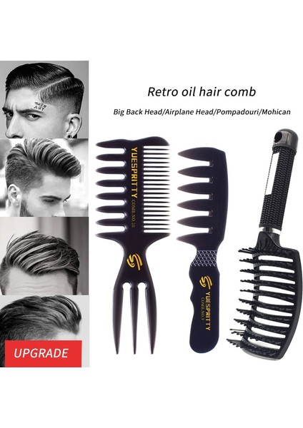 Retro Erkek Vintage Yağ Saç Tarak Geniş Diş Çatal Tarak Geri Saç Tarak Sakal Yağı Tarak Erkek Şekillendirici Araçları (Yurt Dışından)