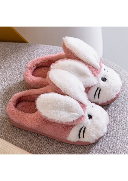 Çocuk Kız Erkek Sevimli Kürklü Terlik 2022 Yeni Kış Çocuk Tavşan Tavşan Peluş Terlik Kabarık Ev Kapalı Düz Ayakkabı (Yurt Dışından) modelleri