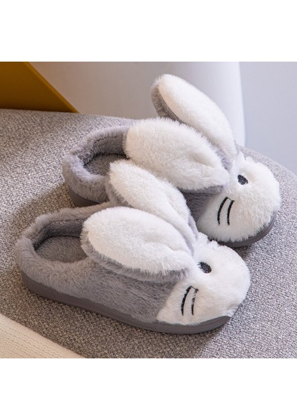 Çocuk Kız Erkek Sevimli Kürklü Terlik 2022 Yeni Kış Çocuk Tavşan Tavşan Peluş Terlik Kabarık Ev Kapalı Düz Ayakkabı (Yurt Dışından) indirimleri