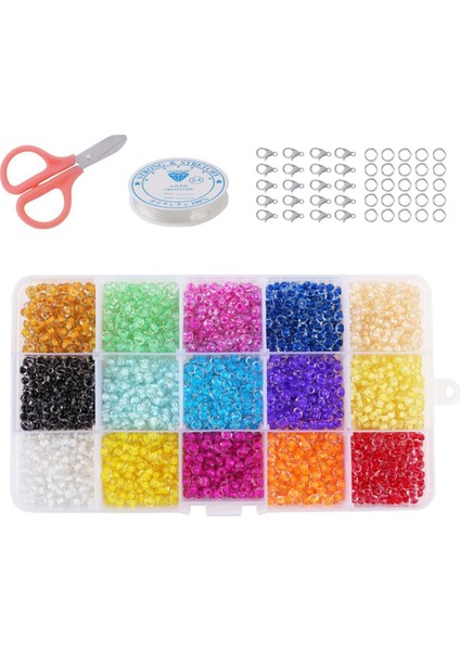 Kutu 15 Renk 3500/7500 Adet Gl Tüp Boncuklar 2 Stil Kristal 3mm 7500 Adet (Yurt Dışından)