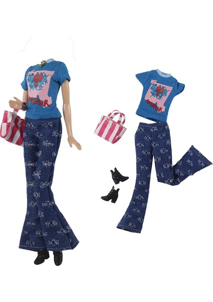 4 Adet Set Moda Baskı Bezleri 30 cm 1/6 Bebek Kız Hediye Bebek Aksesuarları Cologo (Yurt Dışından)