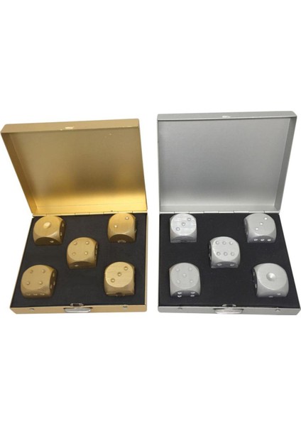 5pcs Alüminyum Alaşımlı Zar Taşınabilir Kapalı Eğlence Oyunları Zar Seti Özellikler:ambalaj: Kare Altın (Yurt Dışından)