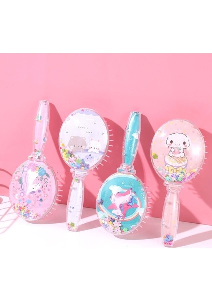 Yuvarlak Şekil Payetler Anti-Düğüm Dolaşmayan Saç Fırçası Karikatür Hava Yastığı Masaj Kıvırcık Saç Fırçası Tarak Bebek Kız Aksesuarları Için (Yurt Dışından)