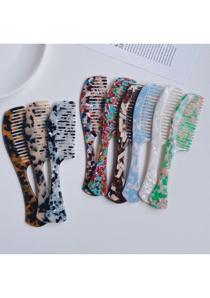 Yeni Kore Asetat Plaka Kuaförlük Saplı Tarak Basit Retro Mermer Desen Kafa Tarak Saç Tarak Kadın Saç Tarakları (Yurt Dışından)