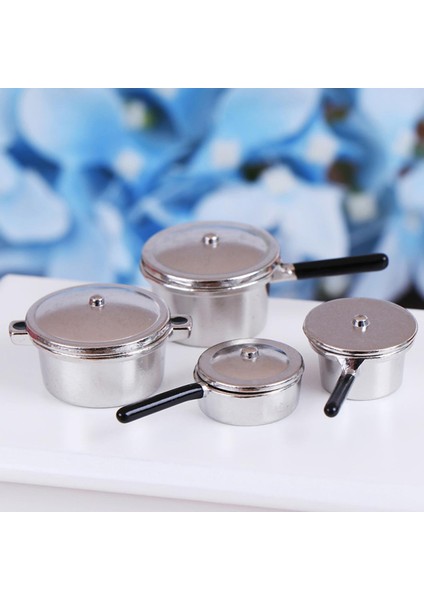 4 Adet 1:12 Evcilik Minyatür Metal Mini Tencere Seti Bebek Evi Mutfak Mobilyaları Cologo (Yurt Dışından)