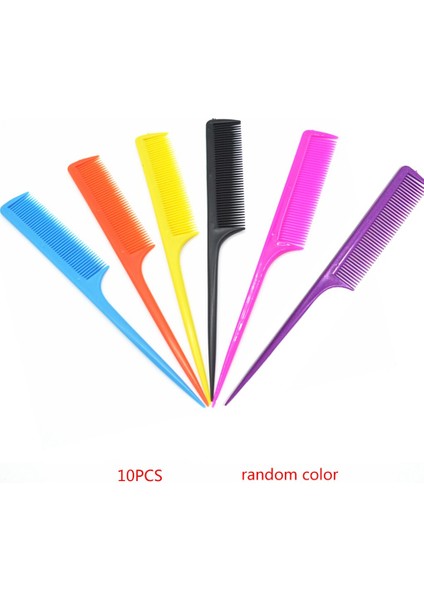 Adet/10 Adet Rastgele Renk Saç Tarağı Salon Fırça Şekillendirici Kuaförlük Kuyruk Plastik Tarak Seti Ince ve Uzun Saplı (Yurt Dışından) modelleri