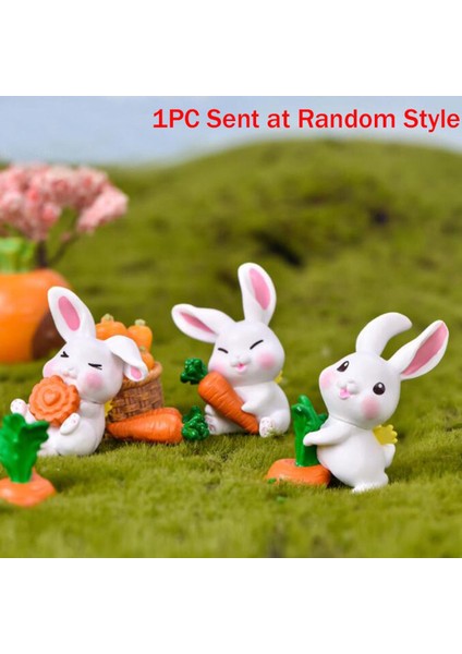 Mini Tavşan Heykelcik Peri Bahçe Süs Dekor Pot Zanaat Dollhouse Aksesuarları (Yurt Dışından)