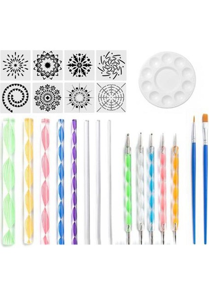 Mandala Süsleyen Araçları 24 Adet Mandala Kaya Boyama Malzemeleri Dahil Olmak Üzere Kaya Sanatı Resim/tırnak Sanatı/çocuk El Sanatları (Yurt Dışından)