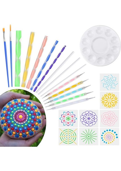 Mandala Süsleyen Araçları 24 Adet Mandala Kaya Boyama Malzemeleri Dahil Olmak Üzere Kaya Sanatı Resim/tırnak Sanatı/çocuk El Sanatları (Yurt Dışından) modelleri