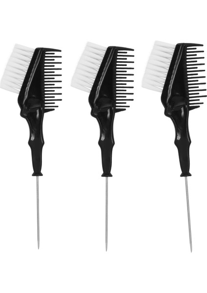 Adet Metal Kuyruk Ucu Saç Boyama Tarak Çift Kullanımlı Yumuşak Naylon Kuaför Saç Boyası Fırçası Kuaförlük Şekillendirici Aracı, Siyah (Yurt Dışından)