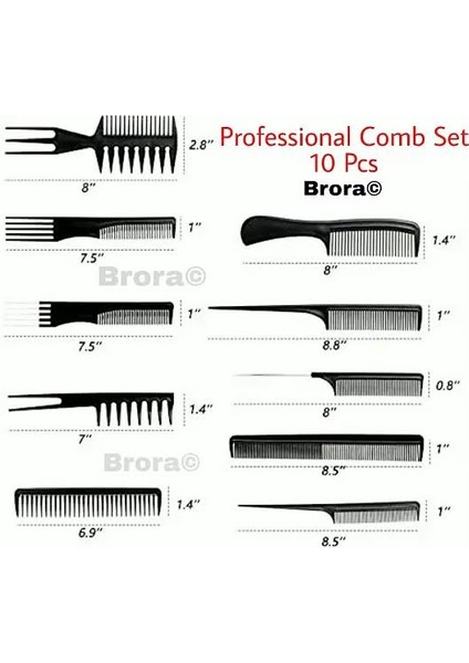 10 Adet Tarak Seti Kadın Erkek Profesyonel Kuaförlük Taraklar Kıvırcık Çok Fonksiyonlu Saç Tasarımı Şekillendirici Araç Seti Tarak Anti-Statik Salon Kuaför Saç Tarak Seti (Yurt Dışından)