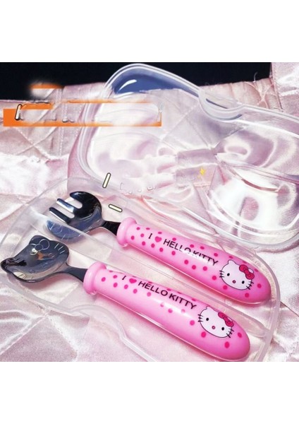 Hello Kitty Kaşık Çatal Seti Kawaii Anime Pembe Yemek Takımı Taşınabilir Sevimli Çorba Salata Araçları Paslanmaz Çelik Kepçe Güzel Kız Hediyeler (Yurt Dışından) fırsatları