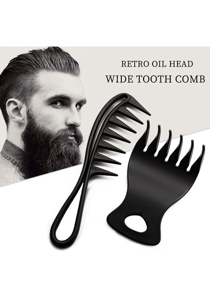 Retro Yağ Kafa Geniş Diş Tarak, Arkaya Bak Tarzı Sakal Tarağı Kolu Büyük Dişler Karışık Saç Kıvırma Tarağı Kuaförlük Aracı (Yurt Dışından)