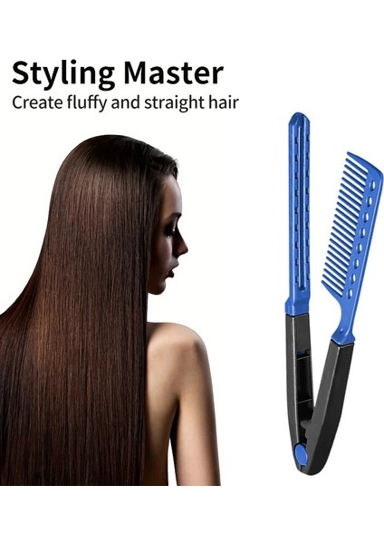 Düz Tarak Doğrultma Tarak Salon Saç Fırçası Tarak Kuaförlük Şekillendirici Düzleştirici V-Şekilli Düz Kabarık ve Düz (Yurt Dışından)