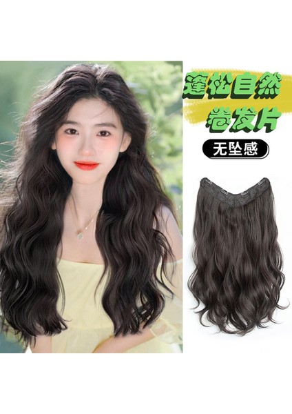 Peruk Kadın Uzun Kıvırcık Saç Büyük Dalga Tek Piecevtype Saç Uzatma Kısa Saç Peruk Seti Kabarık Görünmez Net Kırmızı Uzatma (Yurt Dışından)