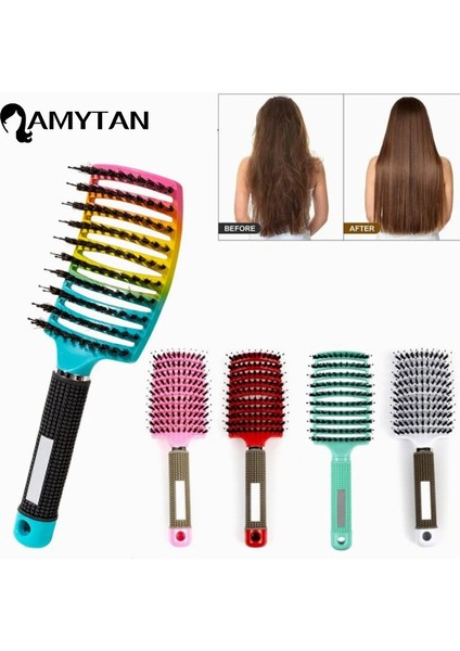 Saç Fırçası Saç Derisi Masaj Tarak Saç Fırçası Kıl Naylon Kadın Islak Kıvırcık Detangle Saç Fırçası Salon Kuaförlük Şekillendirici Aracı (Yurt Dışından)