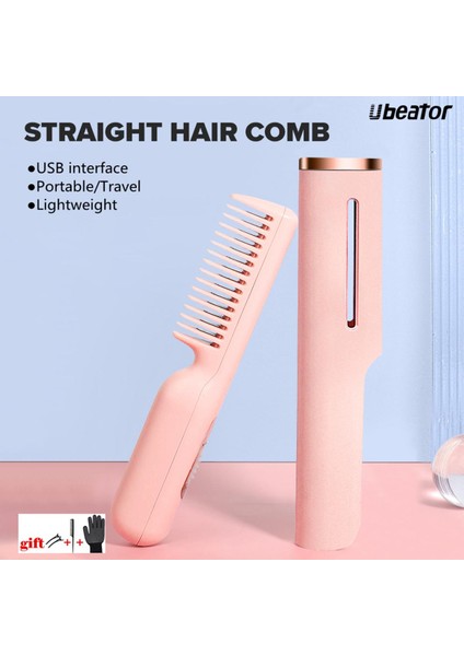 Ubeator - Unisex Taşınabilir Seyahat Isı Tarak Fırçaları Sakal Veya Saç Düzleştirici Aletler USB Tip-C Arayüzü (Yurt Dışından)