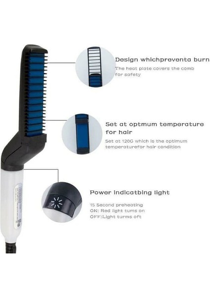 Hızlı Saç ve Sakal Düzleştirici Çok Fonksiyonlu Saç Tarak Fırça Sakal Düzleştirici Saç Düzleştirici Doğrultma Tarak Erkekler Için (Yurt Dışından) fırsatları