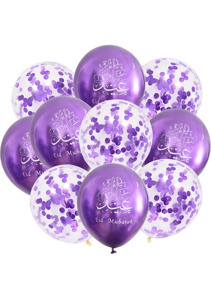 10 Adet Konfeti Lateks Balon Eid Mubarak Krom Balonlar Ramazan Kareem Eid Parti Dekorasyon Müslüman Islam Festivali Malzemeleri (Yurt Dışından) indirimleri