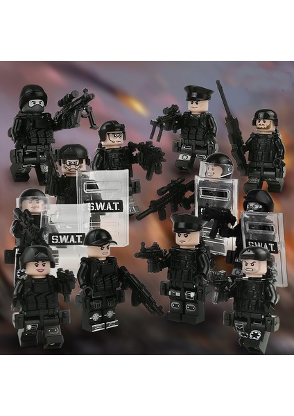 12 Adet Set Swat Askeri Adam Bulmaca Blokları Oyuncaklar Çocuklar Hediye (Yurt Dışından) fiyatları