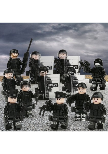 12 Adet Set Swat Askeri Adam Bulmaca Blokları Oyuncaklar Çocuklar Hediye (Yurt Dışından) modelleri