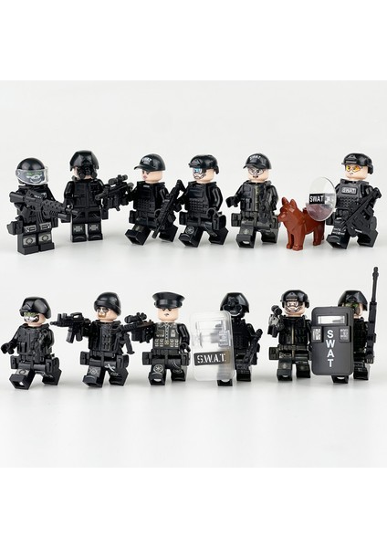 12 Adet Set Swat Askeri Adam Bulmaca Blokları Oyuncaklar Çocuklar Hediye (Yurt Dışından) indirimleri