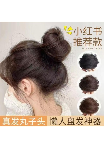 Gerçek Saç Bandı Bun Peruk Kadın Antik Stil Chignon Doğal Saç Bandı Tam Gerçek Insan Saç Tomurcuk Kabarık (Yurt Dışından)