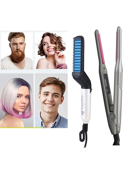 Erkek Saç Düzleştirici Düzleştirici Düzleştirici Çok Fonksiyonlu Saç Tarak Fırça Hızlı Sakal Düzleştirici Isıtmalı Saç Tarak Şekillendirici (Yurt Dışından)