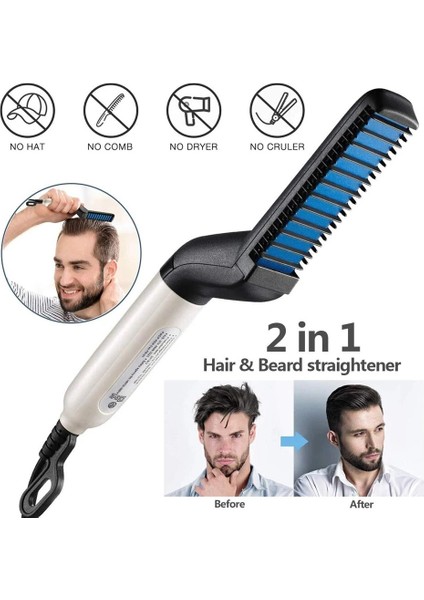 Erkek Saç Düzleştirici Düzleştirici Düzleştirici Çok Fonksiyonlu Saç Tarak Fırça Hızlı Sakal Düzleştirici Isıtmalı Saç Tarak Şekillendirici (Yurt Dışından) fırsatları