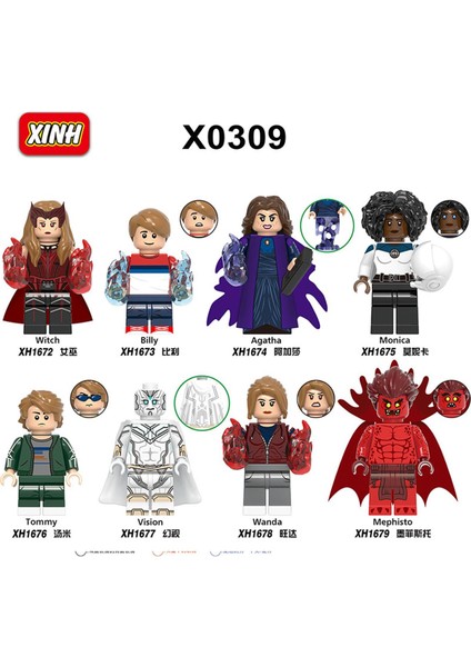 Tek Satış Marvel Rakamlar Yapı Taşları Cadı Görüş Agatha Tommy Billy Monica Wanda Tuğlaları Çocuk Yetişkinler Için Birleştirin Koleksiyon Hediye Oyuncaklar X0309 (Yurt Dışından)