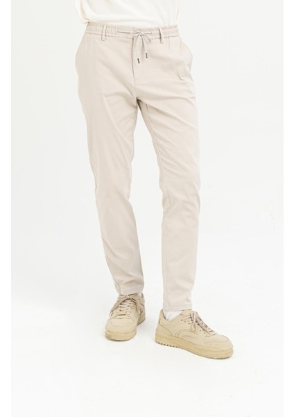 Beli Lastikli Arkası Tek Cep Fermuarlı Slim Fit Erkek Pantolon