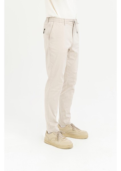 Beli Lastikli Arkası Tek Cep Fermuarlı Slim Fit Erkek Pantolon