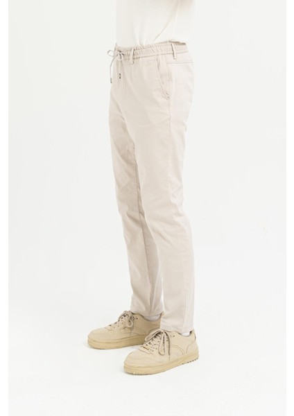 Beli Lastikli Arkası Tek Cep Fermuarlı Slim Fit Erkek Pantolon