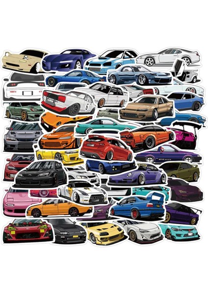 50 Adet Jdm Otomotiv Araba Graffiti Etiket Gitar Bavul Kaykay Etiket Cologo (Yurt Dışından)