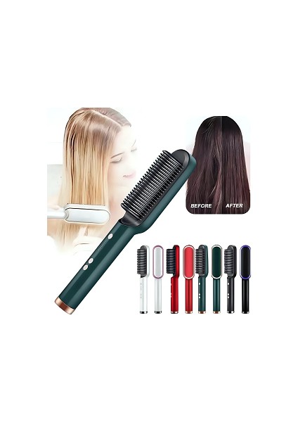 Saç Düzleştirici Demir Fırça Düz Saç Tarak 2'si 1 Arada Saç Düzleştirici Kıvırma Tarak Profesyonel Şekillendirici Fırça Saç Bigudi ve Düzleştirici Stil Erkekler ve Kadınlar (Yurt Dışından)