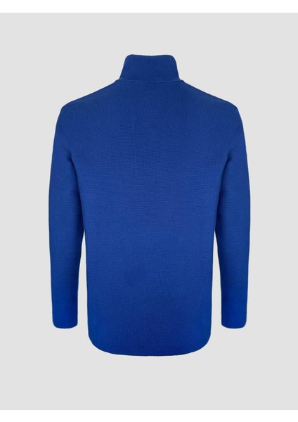 Dik Yaka Fermuar Detaylı Slim Fit Erkek Kazak