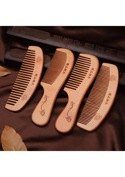 Adet Doğal Şeftali Ahşap Tarak Yakın Dişler Anti-Statik Baş Masajı Saç Bakımı (Yurt Dışından)
