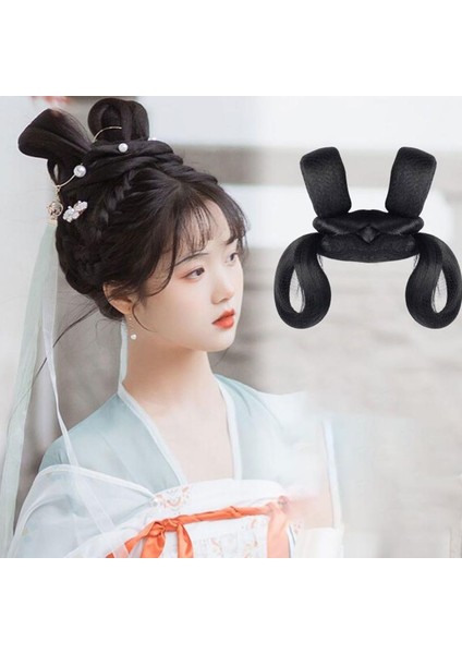 Tavşan Kulakları Çin Kabarık Peruk Güvenli Kalmak Rahat Çin Antik Kostüm Cosplay Için Saçlara Zarar Vermez (Yurt Dışından) indirimleri