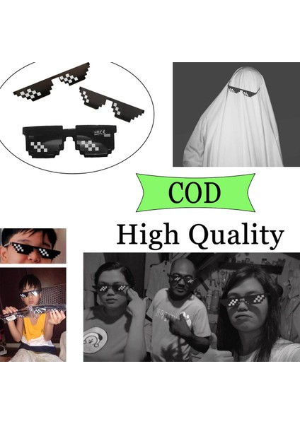 Monssjay Erkek Kadın Gözlük Gözlük Thug Life 8-Bit Mlg Minecraft Oyuncuları Için Pikselli Güneş Gözlüğü (Yurt Dışından)