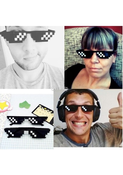 Monssjay Erkek Kadın Gözlük Gözlük Thug Life 8-Bit Mlg Minecraft Oyuncuları Için Pikselli Güneş Gözlüğü (Yurt Dışından) modelleri