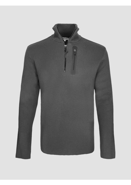 Dik Yaka Fermuar Detaylı Slim Fit Erkek Kazak fiyatları