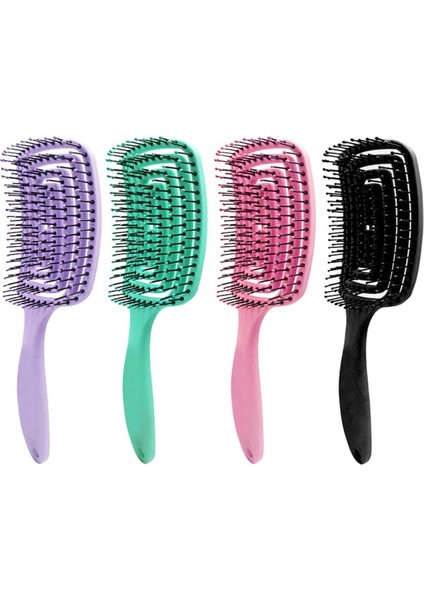 Saç Derisi Masaj Tarak Saç Fırçası Kıl Naylon Kadın Islak Kıvırcık Detangle Saç Fırçası Kaymaz Salon Kuaförlük Şekillendirici Aracı (Yurt Dışından)