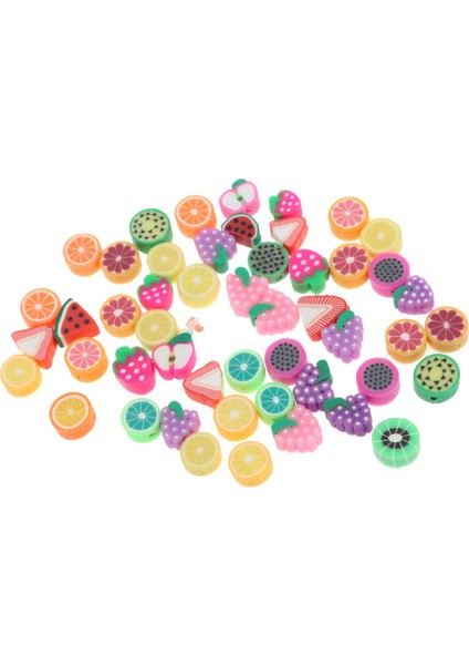 50 Adet 10MM Dıy Takı Bulguları Polimer Kil Boncuk Meyve Parçaları Dilimleri (Yurt Dışından)